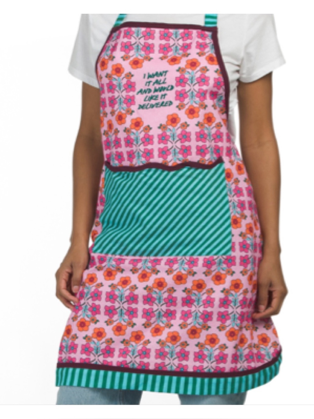 Furbish Studio Cheeky Apron. Whimsical bright, stripes, flowers prints! New!